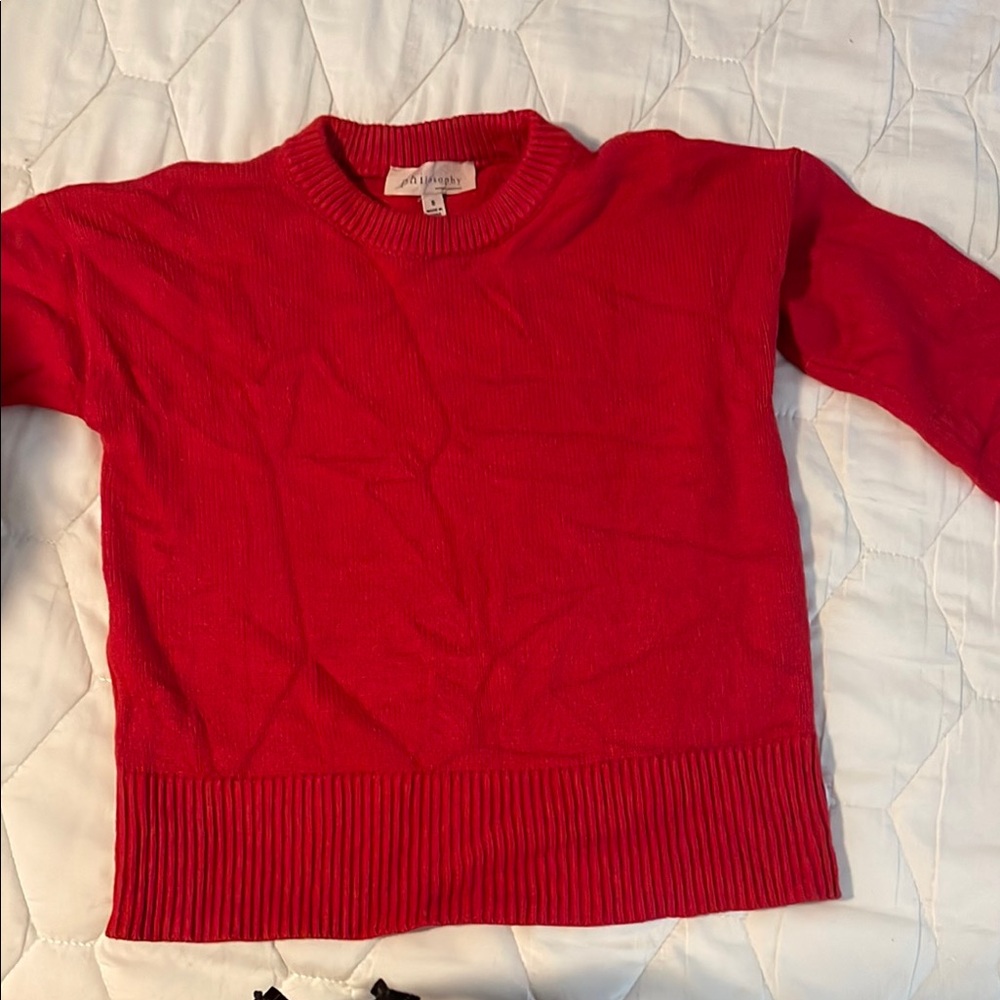 J. Jill Red Crew Neck Sweater Classic Knit